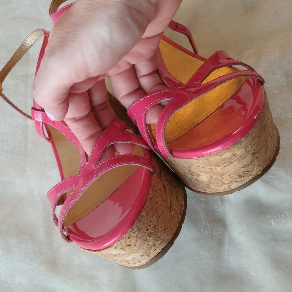 Kate Spade Theodora Cork Wedge Platform Ankle Strap Pink Sandals - Picture 12 of 16